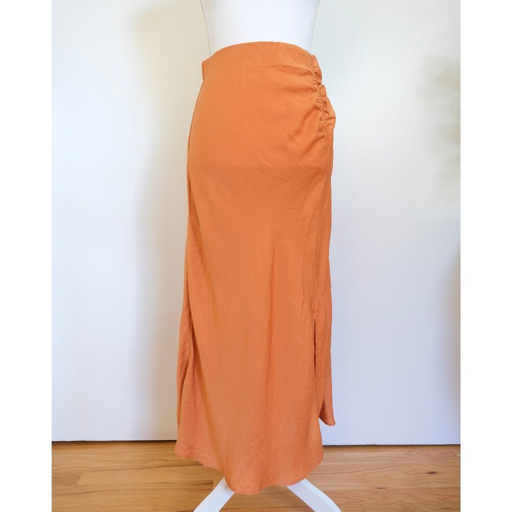 ✨ Orange Silky Midi Skirt with flattering slit ✨ - Picture 5 of 10